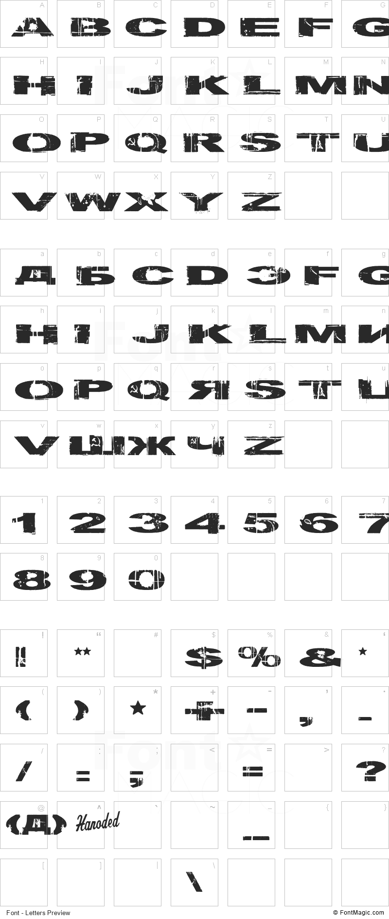 Gulag Decay Font - All Latters Preview Chart